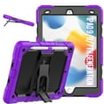 thumbnail image 1 of ELEHOLD for iPad 10.2 2021/2020/2019 Ragged Case, Soft Silicone Hard PC Shoulder Strap Built-Kickstand Anti-Drop Shockproof Heavy Duty Protective Cover Case,Purple, 1 of 9