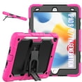 thumbnail image 1 of ELEHOLD for iPad 10.2 2021/2020/2019 Ragged Case, Soft Silicone Hard PC Shoulder Strap Built-Kickstand Anti-Drop Shockproof Heavy Duty Protective Cover Case,Rose, 1 of 9