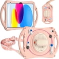 thumbnail image 1 of ELEHOLD for iPad 10.2 / iPad Pro 10.5 / iPad Air 5 Kids Case, Heavy Duty Pencil Cap Holder Kickstand 360° Rotating Hand Strap Carrying Shoulder Strap Shockproof Child-Proof Rugged Case, Pink, 1 of 6