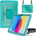 thumbnail image 1 of ELEHOLD for iPad 10th Gen 10.9 inch 2022 Rugged Case,Hybrid Shockproof Protective PC Matte Back Case with  360° Rotation Stand Handle Grip Crossbody Shoulder Strap for iPad 10th Generation - Blue, 1 of 16