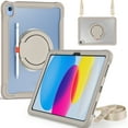 thumbnail image 1 of ELEHOLD for iPad 10th Gen 10.9 inch 2022 Rugged Case,Hybrid Shockproof Protective PC Matte Back Case with  360° Rotation Stand Handle Grip Crossbody Shoulder Strap for iPad 10th Generation - Khaki, 1 of 16