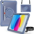 thumbnail image 1 of ELEHOLD for iPad 10th Gen 10.9 inch 2022 Rugged Case,Hybrid Shockproof Protective PC Matte Back Case with  360° Rotation Stand Handle Grip Crossbody Shoulder Strap for iPad 10th Generation - Purple, 1 of 16