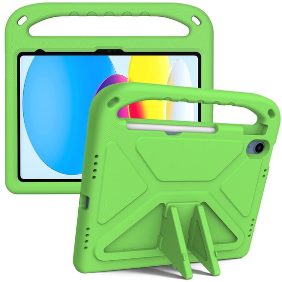 ELEHOLD for iPad 10th Generation 10.9" 2022 Rugged Case Kids Friendly EVA Full Body Protective Handle Grip Pencil Holder Kickstand Shockproof Kids Case for iPad 10th,Green