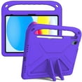 thumbnail image 1 of ELEHOLD for iPad 10th Generation 10.9" 2022 Rugged Case Kids Friendly EVA Full Body Protective Handle Grip Pencil Holder Kickstand Shockproof Kids Case for iPad 10th,Purple, 1 of 6