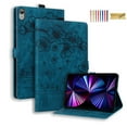 thumbnail image 1 of ELEHOLD for iPad 10th Generation 10.9 inch 2022 Leather Case,Embossed Flower Pattern Folio Flip Case Card Slots Kickstand Magnetic Clasp Shockproof Protective Case for iPad 10.9", Blue, 1 of 7