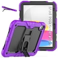 thumbnail image 1 of ELEHOLD for iPad 10th Generation 2022 10.9 inch Ragged Case, Soft Silicone Hard PC Shoulder Strap Built-Kickstand Anti-Drop Shockproof Heavy Duty Protective Cover Case,Purple, 1 of 8