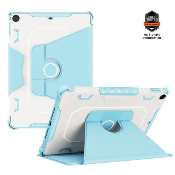 ELEHOLD for iPad 6th/5th Gen 9.7 Inch 2018/2017 Shockproof Rugged Flip Case Rotation Kickstand Function with Anti-Slip Strip Magnetic Heavy Duty Case,Blue