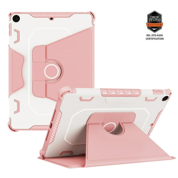 ELEHOLD for iPad 6th/5th Gen 9.7 Inch 2018/2017 Shockproof Rugged Flip Case Rotation Kickstand Function with Anti-Slip Strip Magnetic Heavy Duty Case,Pink