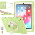 thumbnail image 1 of ELEHOLD for iPad 6th/5th Generation 9.7 Inch 2018/2017 Rugged Case, Shockproof Heavy Duty Protective Cover with 360° Rotation Handle Strap & Kickstand & Shoulder Strap for iPad 9.7" - Green White, 1 of 11