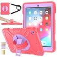 thumbnail image 1 of ELEHOLD for iPad 6th/5th Generation 9.7 Inch 2018/2017 Rugged Case, Shockproof Heavy Duty Protective Cover with 360° Rotation Handle Strap & Kickstand & Shoulder Strap for iPad 9.7" - Red Purple, 1 of 11