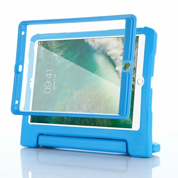 ELEHOLD for iPad 6th 5th Generation Pro 9.7 Inch Rugged Full Body Case,Kids Friendly EVA Foam Cover with Built-in Screen Protector Kickstand Function Handle Grip Shockproof Protective Case,Blue
