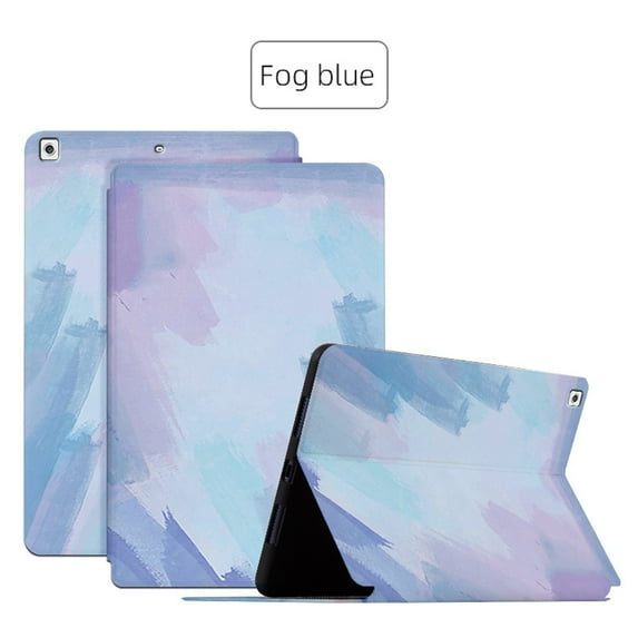 ELEHOLD for iPad 6th Generation 9.7 inch 2018 Colorful Case, Slim Lightweight Smart Auto Sleep/Wake Stand Stripe Non-Slip Shockproof Watercolor Painting Style Case, Fog Blue