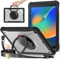 thumbnail image 1 of ELEHOLD for iPad 9th/8th/7th Gen 10.2" Rugged Case,Hybrid Shockproof Protective PC Matte Back Case with  360° Rotation Stand Handle Grip Crossbody Shoulder Strap for iPad 10.2 (2021/2020/2019),Black, 1 of 14