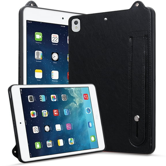 ELEHOLD for iPad 9th/8th/7th Generation Case, Slim Fit Protective PU Leather Business Wrist Strap Stand Shock-Resistant Protective Case for iPad 9th/8th/7th Generation,Black