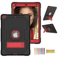 thumbnail image 1 of ELEHOLD iPad 9th Generation Case, iPad 8th Generation Case, iPad 7th Generation Case, Hybrid Shockproof Rugged Drop Protection Cover with Kickstand for iPad 10.2" 2021/2020/2019 Released,Black + Red, 1 of 4