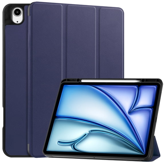 ELEHOLD for iPad Air 13 Inch Case M2 (2024), iPad Air 13 Case with Pencil Holder, Support iPad 2nd Pencil Charging/Pair, Trifold Stand Smart Case with Soft TPU Back,Auto Wake/Sleep,Deep Blue