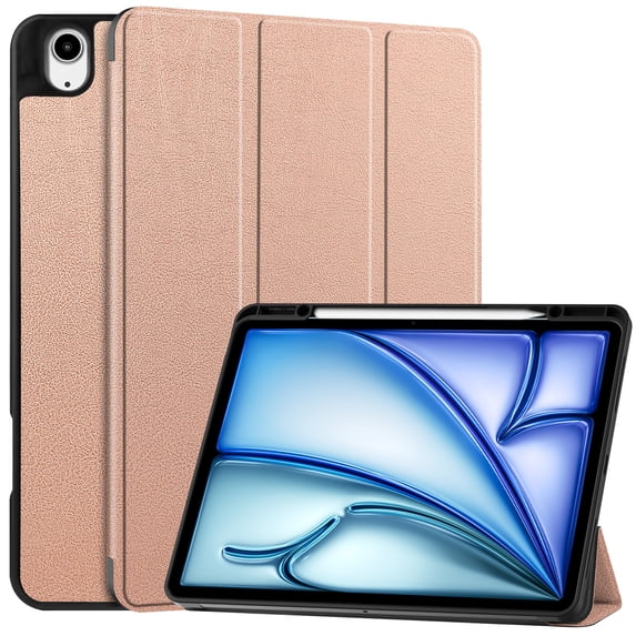ELEHOLD for iPad Air 13 Inch Case M2 (2024), iPad Air 13 Case with Pencil Holder, Support iPad 2nd Pencil Charging/Pair, Trifold Stand Smart Case with Soft TPU Back,Auto Wake/Sleep,Rosegold