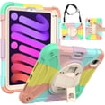 thumbnail image 1 of ELEHOLD for iPad Mini 6 Case (8.3-Inch,2021 Model), Heavy Duty Shockproof Rugged Handle Shoulder Strap Rotating Kickstand Cover with Pencil Holder, Colorful, 1 of 6