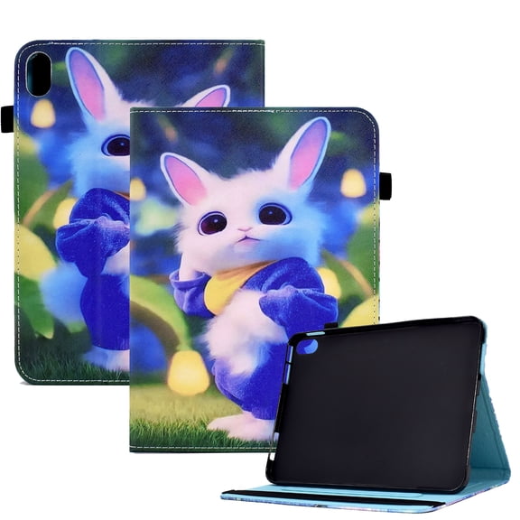 ELEHOLD for iPad Mini (6th Generation),Flip Leather Case Cover with Card Holders Adjustable Kickstand Anti-Slip Elastic Band Shockproof Full Protective Case for iPad Mini 6,Rabbit