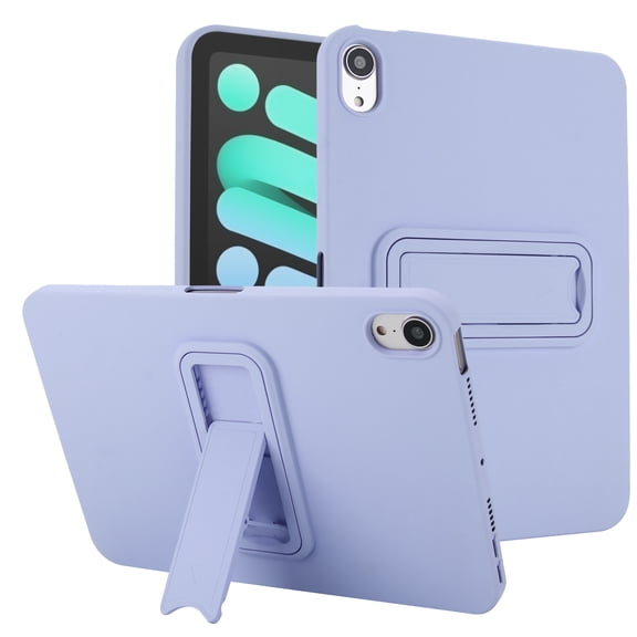 ELEHOLD For iPad Mini 7th 6th Generation Protective Case with Kickstand,Shockproof Slim Foldable Kickstand TPU Hard PC Protective Case Cover with Cleaning Cloth & Stylus, Lightpurple