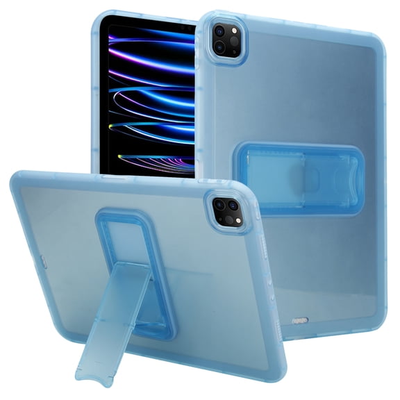 ELEHOLD For iPad Pro 11 2022/2021/2020 11-inch Protection Case ,Slim Lightweight Shell TPU Bumper + PC Translucent Matte Cover with Built-in Kicksatnd ,Blue