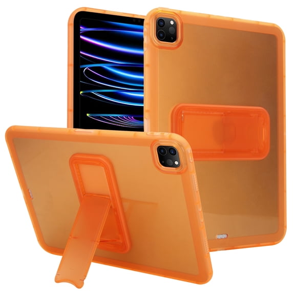 ELEHOLD For iPad Pro 11 2022/2021/2020 11-inch Protection Case ,Slim Lightweight Shell TPU Bumper + PC Translucent Matte Cover with Built-in Kicksatnd ,Orange