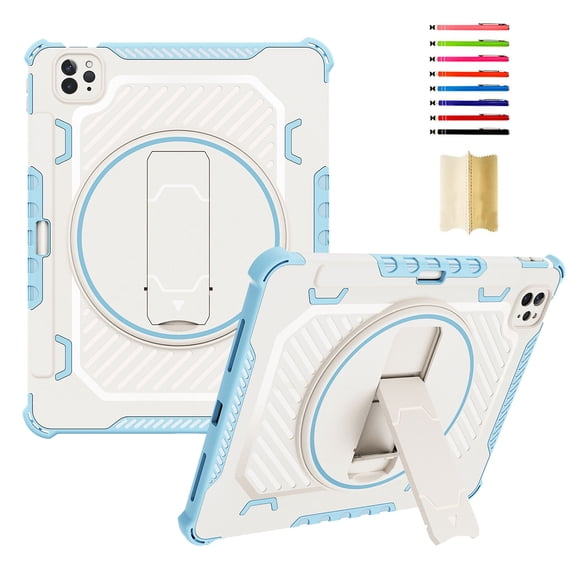 ELEHOLD for iPad Pro 11 2022/2021/2020/2018/Air4 10.9/Air5 Rugged Case with 360° Rotation Hidden Kickstand Pencil Holder Shockproof Heavy Duty Protection Cover for iPad Pro 11 Inch,Skyblue