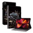 thumbnail image 1 of ELEHOLD for  iPad Pro 11 2024 Case, PU Leather Flowers Pretty Unique Design Slim Adjustable Stand Cover with Auto Sleep Wake Folio Cover Case for iPad Pro 11 2024,Black Rose, 1 of 6