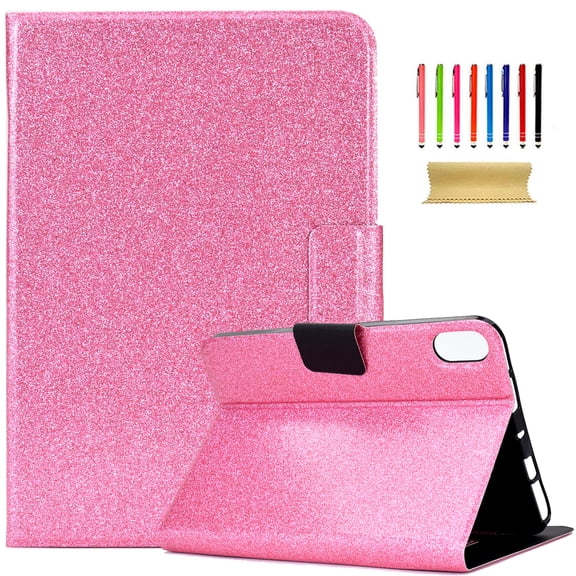 ELEHOLD for iPad Pro 11 Inch Case M4 (5th Generation) 2024 Released Case, Glitter Folio Stand Smart Cover Auto Wake/Sleep PU Leather Protective Cover,Pink