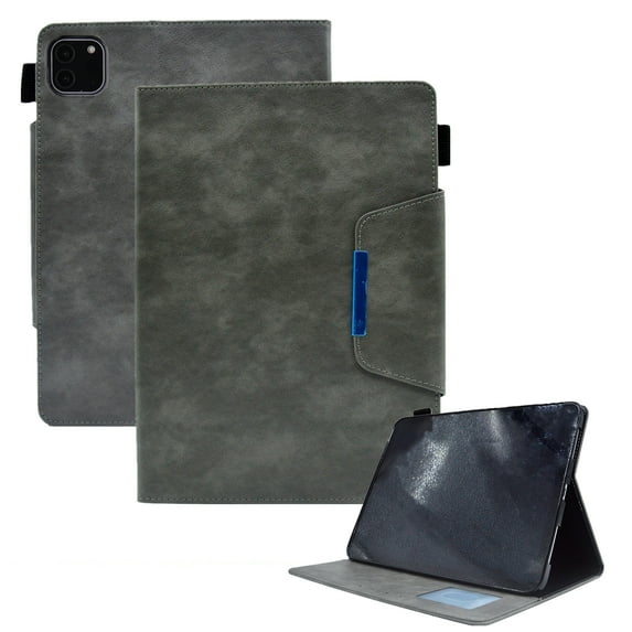 ELEHOLD for iPad Pro 11 inch 2024 Flip Smart Leather Case with Card Slots Kickstand Function Magnetic Clasp Shockproof Protective Cover for iPad Pro 11" 2024,Gray