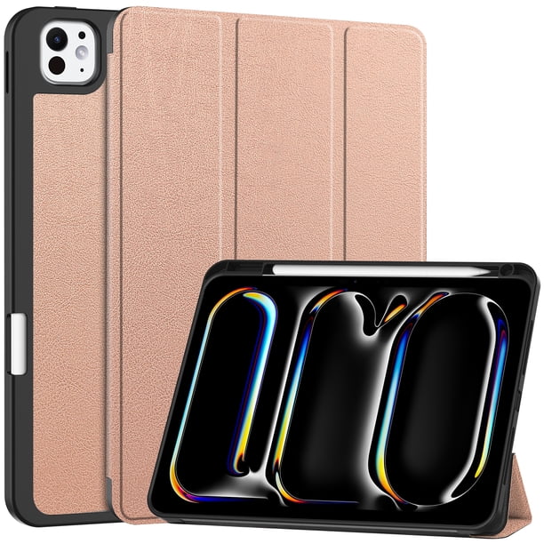 ELEHOLD for iPad Pro 11 inch 2024 Tri-fold Leather with Pencil