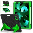 thumbnail image 1 of ELEHOLD for iPad Pro 11 inch Rugged Case, Cute Cartoon Kids Friendly Built-in Double Kickstand Full Protection Shockproof Children Case iPad Pro 11 2022/2021/2020/2018 & iPad Air 4th/5th,Black+Green, 1 of 9
