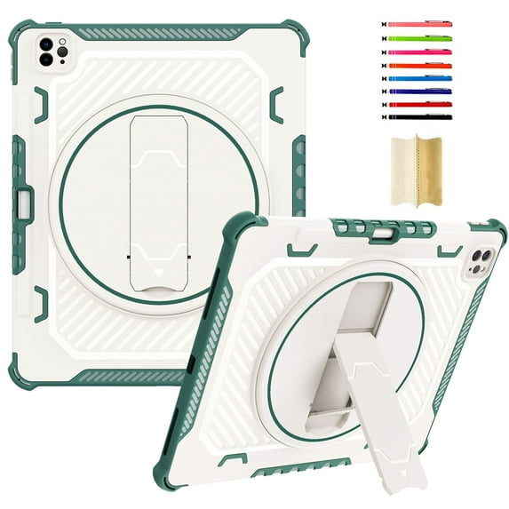 ELEHOLD for iPad Pro 12.9 Inch 2022/2021/2020/2018 Rugged Case with 360° Ratation Hidden Kickstand Pencil Holder Shockproof Heavy Duty Protection Cover for iPad Pro 12.9 Inch,Green