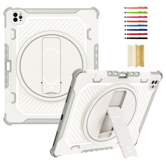 ELEHOLD for iPad Pro 12.9 Inch 2022/2021/2020/2018 Rugged Case with 360° Ratation Hidden Kickstand Pencil Holder Shockproof Heavy Duty Protection Cover for iPad Pro 12.9 Inch,Gray