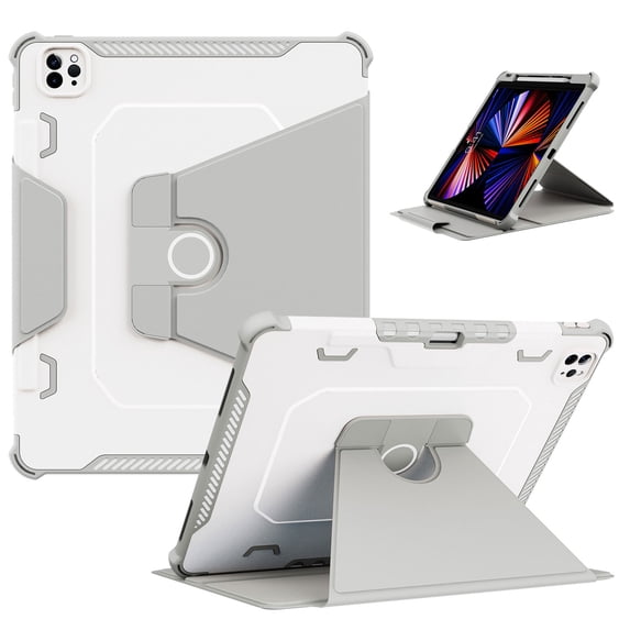ELEHOLD for iPad Pro 12.9 inch 2022/2021/2020/2018 Shockproof Rugged Flip Case Rotation Kickstand Function with Anti-Slip Strip Pencil
Holder Magnetic Heavy Duty Case,Gray