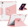 thumbnail image 1 of ELEHOLD for iPad Pro 12.9 inch 2022/2021/2020/2018 Shockproof Rugged Flip Case Rotation Kickstand Function with Anti-Slip Strip Pencil 
Holder Magnetic Heavy Duty Case,Pink, 1 of 12