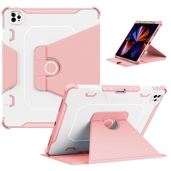 ELEHOLD for iPad Pro 12.9 inch 2022/2021/2020/2018 Shockproof Rugged Flip Case Rotation Kickstand Function with Anti-Slip Strip Pencil
Holder Magnetic Heavy Duty Case,Pink
