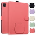 thumbnail image 1 of ELEHOLD For iPad Pro 13 2024 Case, TPU+ PU Leather Cute Kitten Shockproof Magnetic Flip Kickstand Multi-Angle Card Slot Automatic Sleep Protective Case Cover,Red, 1 of 12