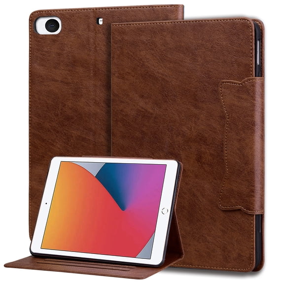 ELEHOLD for iPad mini 1/2/3/4/5 ,Premium PU Leather Card Slot Folio Stand Cover, Auto Wake/Sleep,Multiple Viewing Angles Magnetic Smart Shockproof Protective Cover,Brown
