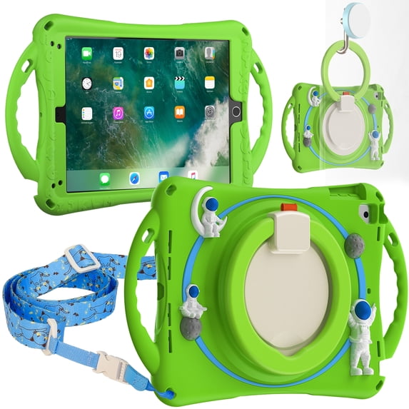 ELEHOLD for iPad mini 6th Generation 8.3 inch Kids Friendly Case, Heavy Duty 360 Degree Rotating Handle Grip Kickstand Landing Buffer Shockproof Rugged Case, Froggreen