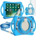 thumbnail image 1 of ELEHOLD for iPad mini 6th Generation 8.3 inch Kids Friendly Case, Heavy Duty Adjustable Crossbody Shoulder Strap 360 Degree Rotating Handle Grip Kickstand Landing Buffer Shockproof Rugged Case, Blue, 1 of 12