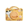 thumbnail image 1 of ELEHOLD for iPad mini 7 (A17 Pro)2024/6th Case,Cute Cartoon Soft Silicone Rotating Handle Stand Shock-Absorbent iPad Case with Pencil Holder and Shoulder Strap,Yellow Cat, 1 of 7