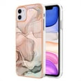 thumbnail image 1 of ELEHOLD for iPhone 11 6.1 inch Marble Case, Clear Electroplated Frame Soft TPU Anti-Scratch Wear-Resistant Wireless Charging Slim Fit Transparent Case for iPhone 11,Rosegold, 1 of 5