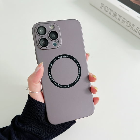 ELEHOLD for iPhone 11 6.1 inch Slim Case, Built-in Magnetic Ring Compatible with MagSafe Support Wireless Charging Lens Protective Film Screen Protection Anti-Scratch Shockproof Case,Gray