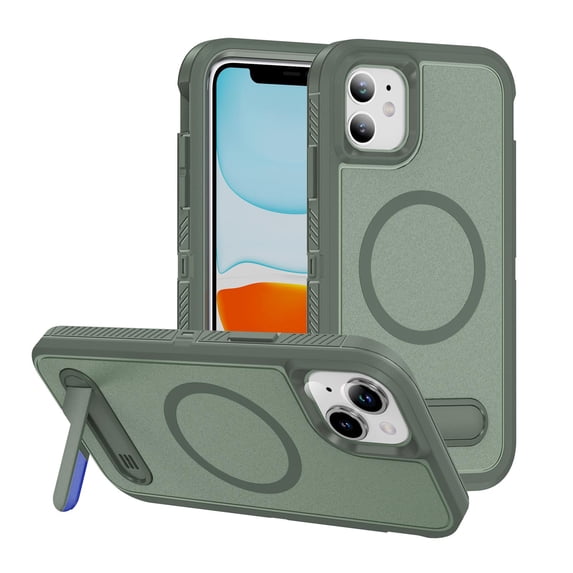 ELEHOLD for iPhone 11 Case,Compatible with Mag Safe Accessory,Magnetic Heavy Duty Drop Protection Invisible Kickstand Rugged Military-Grade Protective Phone Case ,Green