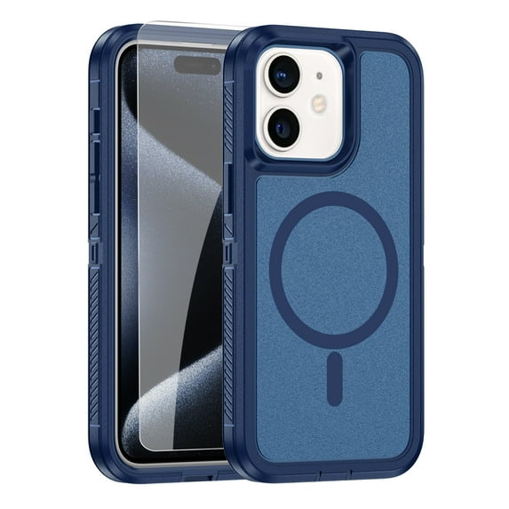 ELEHOLD for iPhone 11 Case with Screen Protector, Compatible with Magsafe, Military Grade Drop Protection Heavy Duty Shockproof Non-Slip Case for iPhone 11 6.1 Inch,Blue