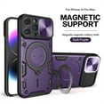 thumbnail image 1 of ELEHOLD for iPhone 11, Case with Slide Camera Lens Protector,Built-in 360° Rotate Ring Stand Magnetic Shockproof Hard PC Cover,Support Magnetic Car Mount, purple, 1 of 7