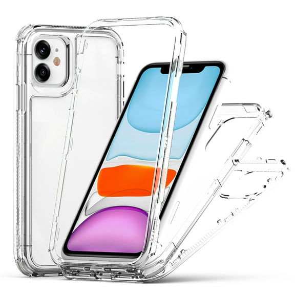 ELEHOLD for iPhone 11 Case,Soft TPU Clear Heavy Duty Shockproof Rugged Women Men Transparent Full Body Protective Case with Screen Protector for iPhone 11,Clear