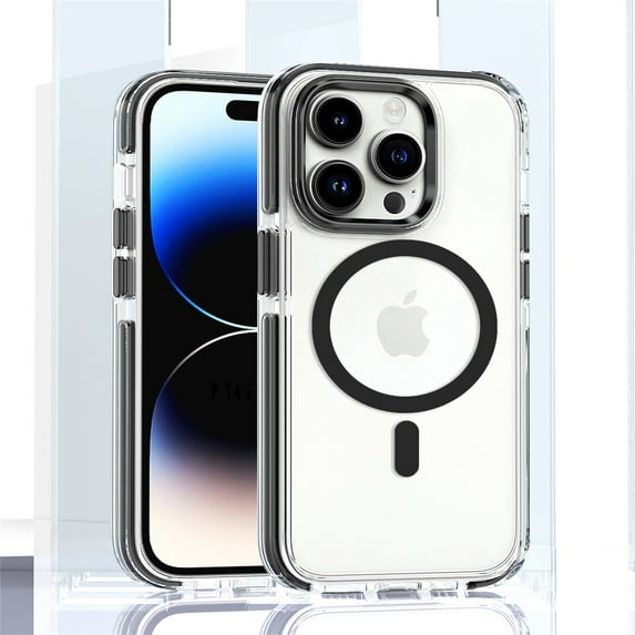 ELEHOLD for iPhone 11 Clear Case Hybrid PC Back Transparent Anti-Yellowing Clear Support Wireless Charging Magnetic MagSafe Slim Shockproof Protective Case,black