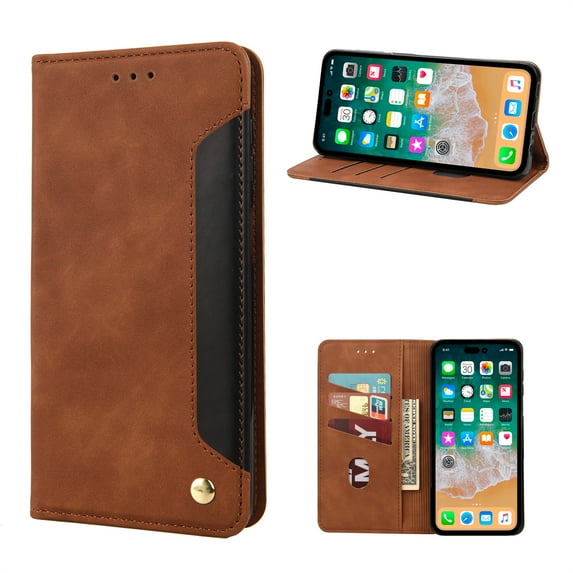 ELEHOLD for iPhone 11 Flip Wallet Case, Slim Shockproof Premium Vintage PU Leather Magnetic Closure Built-in Card Holders Kickstand Function Wallet Purse Case,brown